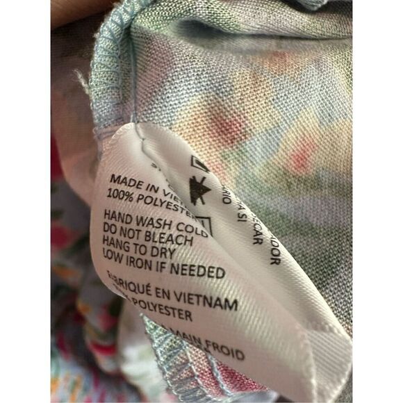 Size S Easel Los Angeles Blue Floral Contrast Wavy Trim Maxi Dress - Picture 8 of 8